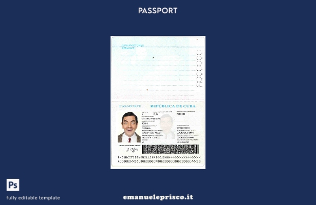modello di passaporto cubano in stile verificato
